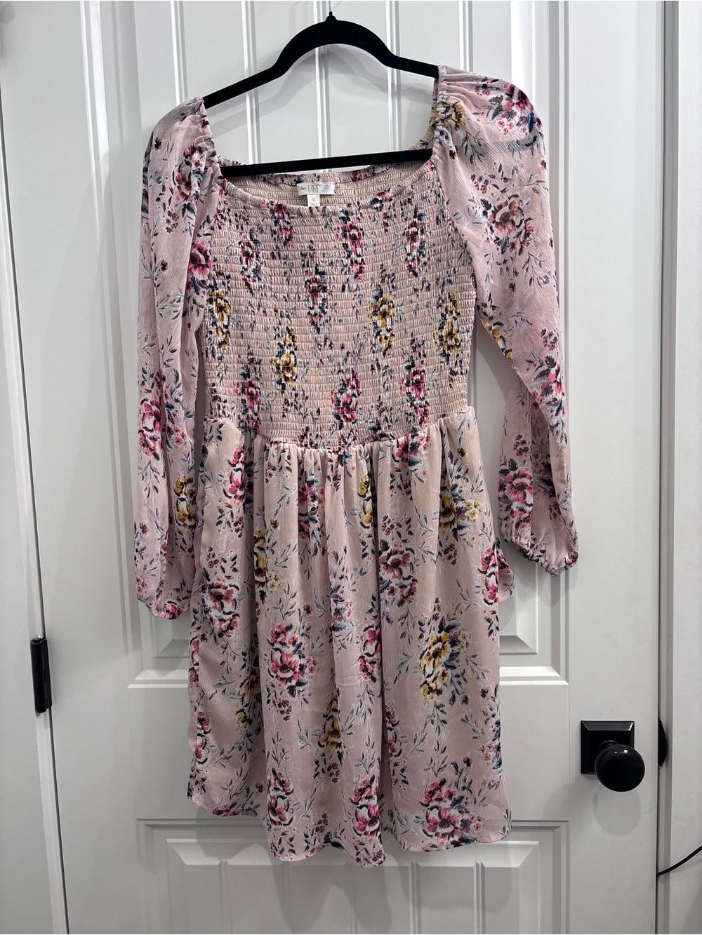 love, Fire Pink Floral Smocked Long-Sleeve Dress